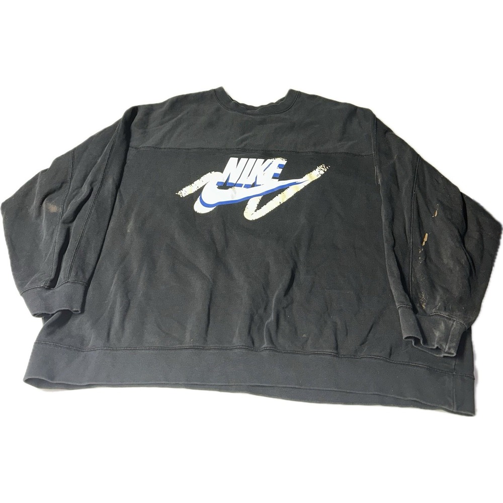 Vintage Retro Nike Swoosh Women's Crewneck 3X Black Sweater‎ 90's Style